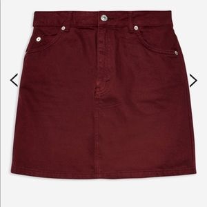 Topshop Burgundy Denim Skirt